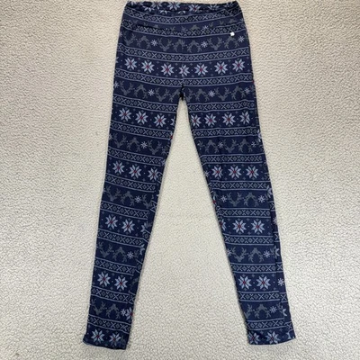 Lucky Brand Snowflake Blue White Womens M Winter Knit Stretch Pull On Leggings - Image 1 of 4