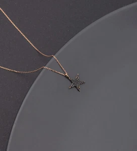 925 Sterling Silber Onyx Stein Stern Halskette ER0446 Handgemacht-bestesGeschenk - Bild 1 von 3