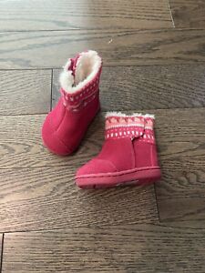 Toms Fair Isle Faux Fur Lined Nepal Pink Baby Boots Size T2 (3-6M)