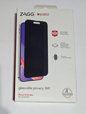 NEW ZAGG InvisibleShield Glass Elite Privacy 360 Apple iPhone 14 Pro Max -SEALED - Image 1 of 4