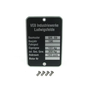 Typenschild mit 4x Kerbnagel für IWL Berlin SR59 - Picture 1 of 1