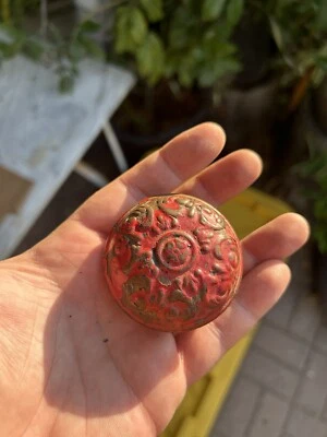 维多利亚时代风格古董铜门把手红色旋钮 — 第 1/4 张图片