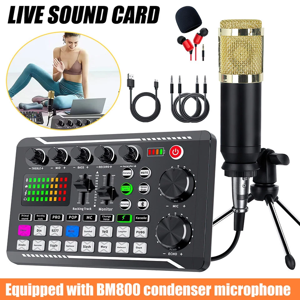 Podcast Equipment Bundle Condenser Microphone Audio Mixer Studio Recording Kits
