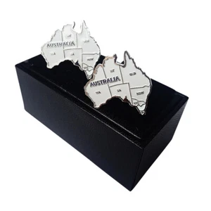 Australian Map OZ Novelty Cufflinks, with gift cuff link box. Mens Christmas 193 - Picture 1 of 2