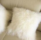 60X60cm Mongolian Fur Pillow Cover 24"X24" Square White Cushion Case Fabric Back