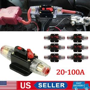 Disyuntor 20A-100A AMP Audio Estéreo En Línea Reemplazar Fusible Coche Marino DC 12V - Imagen 1 de 19
