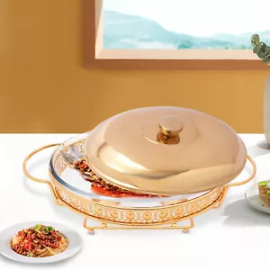 2.1QT Oval Chafing Dish Set for Buffet Stainless Steel Food Warmer w/ Lid & Tray - Picture 1 of 16