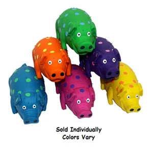 Large Dog Toys Globets Polka Dot Pigs Latex Honking Squeakers 9" Colors Vary  - Picture 1 of 7