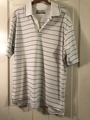 Cutter & Buck Mens CB Dry Tec Golf Polo Striped Shirt River Oaks Golf Club Large - Image 1 of 4