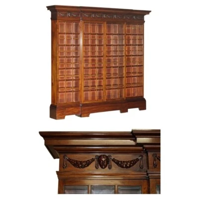 MONUMENTAL 2.4 METER TALL ANTIQUE VICTORIAN MAHOGANY GLAZED LIBRARY BOOKCASE - Image 1 of 4