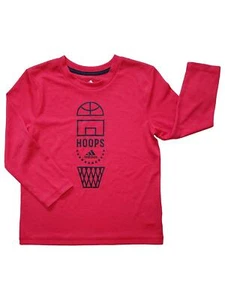 Adidas Boys Red Hoops Climalite Stay Dry Athletic Long Sleeve Sport Shirt 5 - Picture 1 of 2