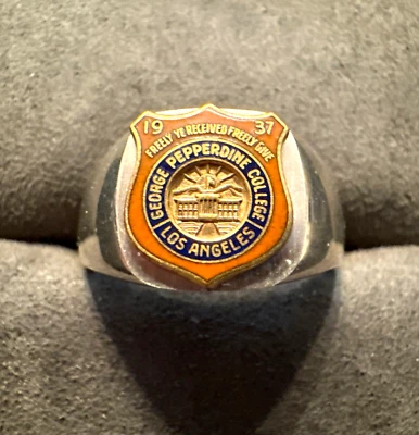 Nuevo anillo de sello de ley vintage relleno de oro de 14K PEPPERDINE UNIVERSITY sello Foto 1 de 4
