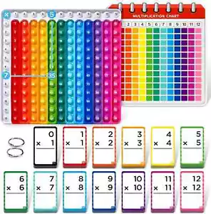 Multiplication Flash Cards + Pop Fidget Chart- 156 Hole Punched Math Game Flash - Picture 1 of 4