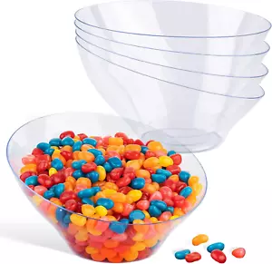 20Oz Clear Plastic Serving Bowls (4 Pack) Medium Disposable Candy Dishes, Buffet - Picture 1 of 7