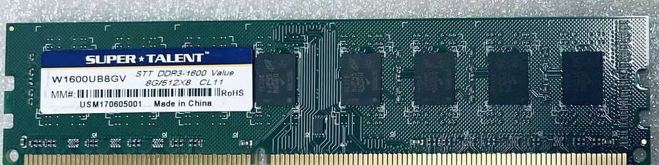 Super Talent 8GB DDR3-1600 W1600UB8GV Desktop RAM - Image 1 of 1
