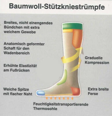 NEU Weissbach Baumwoll Stützkniestrümpfe Unisex Kniestrümpfe - Bild 1 von 4