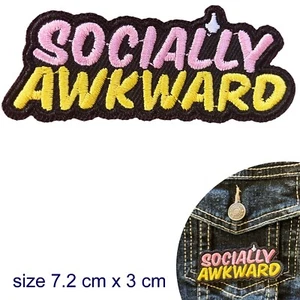 Socially awkward Iron on patch quirky odd peculiar gawky strange iron-on patches - Picture 1 of 2