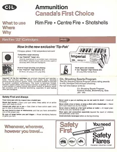 Brochure - C-I-L - Ammunition - Shotshell Rim Fire et al c1970's (Canada)(SP137) - Bild 1 von 1