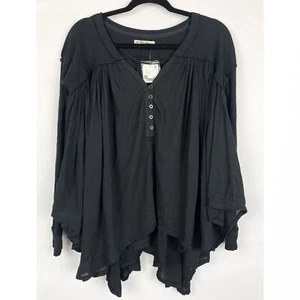 Top tunica lirico Free People XS blusa nera asimmetrica strega capricciosa nuovo con etichette - Foto 1 di 10