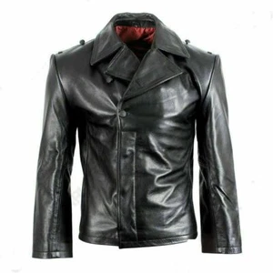 Neu Herren Schwarz Geknöpfte Jacke 100% Echt Lammleder Stylisch Slim Fit Biker - Bild 1 von 5