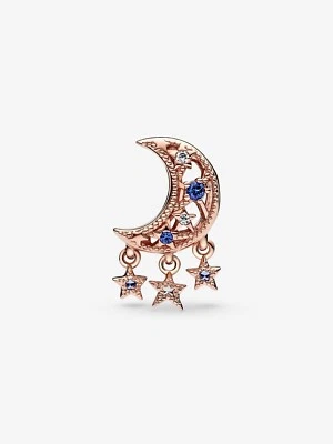 Charm Per Bracciale Luna e Stelle  Colore Oro Rosa in Sterling Silver 925 - Immagine 1 di 2