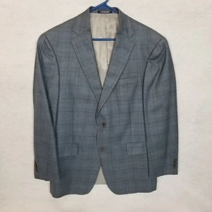 HART SCHAFFNER MARX for Dillard's USA Windowpane Sport Coat Blue Gray Size 40S - Picture 1 of 9