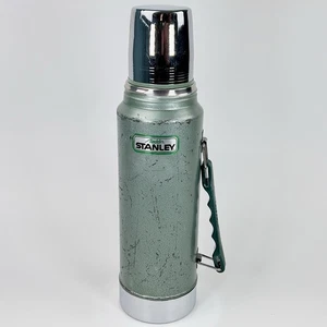 Vintage Aladdin Stanley Vacuum Thermos 32 oz Quart Model A-944DH Green Silver - Picture 1 of 21