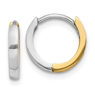 14k Two-Tone Gold 7mm Round Hinged Hoop Earrings - Image 1 of 4