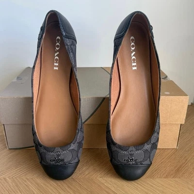 Mocasines planos de ballet Coach Chelsea de lona negros sin cordones para mujer - talla 8,5  Foto 1 de 4