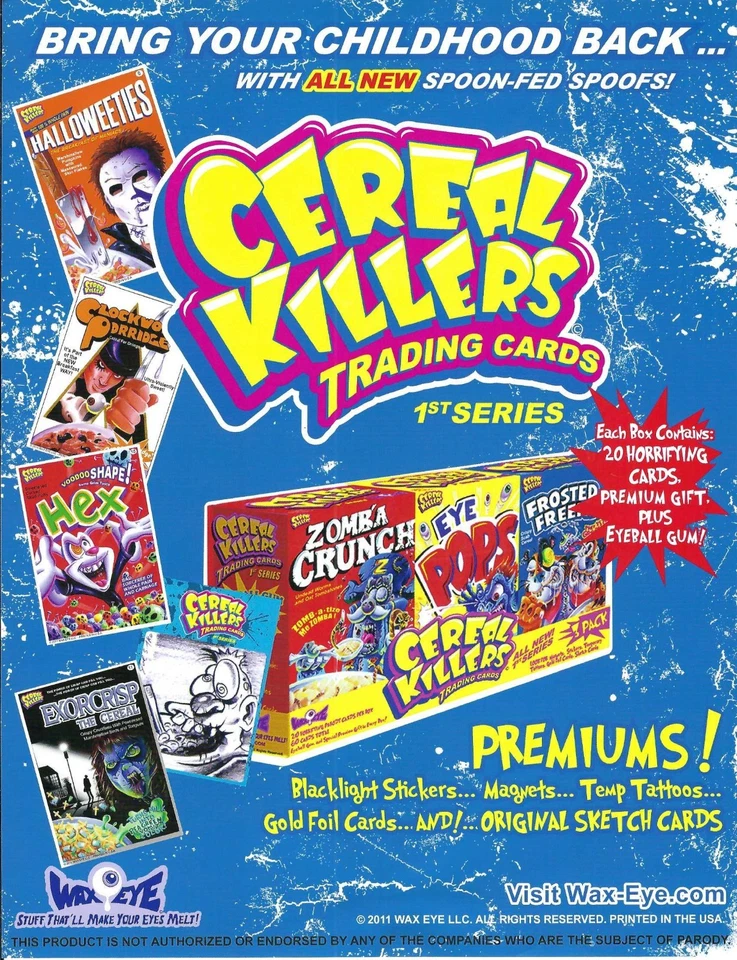 CEREAL KILLERS 1ST SERIES CARDS PREMIUMS POSTER  8 1/2" X 11" ALA WACKY PK - Image 1 of 1