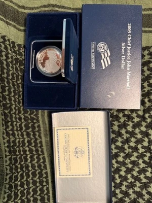 2005-P Unc Chief Justice John Marshall Commemorative Silver Dollar, Box & COA - Image 1 of 4