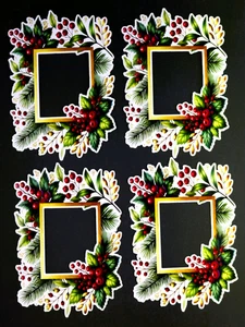 Beautiful DIE CUT CARD TOPPERS 4 Christmas Surrounds Borders Holly Berries - Picture 1 of 1