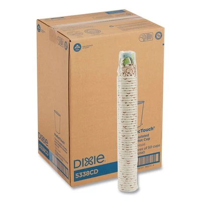 Dixie 5338CD PerfecTouch 8 oz.Paper Cups - Coffee Haze (50/Bag, 20 Bags/CT) New