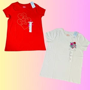 Bundle of 2 NWT Shirts XL(14) - Cat & Jack White and Red #40039 - Picture 1 of 11