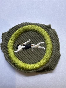 BSA Schwimmen (schwarzer Anzug weiblich) Verdienstabzeichen Typ E 1947-1960 khaki grün - Bild 1 von 2