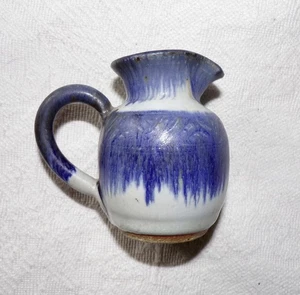 APEX II SMALL BLUE WHEEL THROWN STUDIO POTTERY PITCHER - Picture 1 of 4