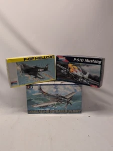 Lot(3) Monogram/Tamiya 1:48 Model Kits WWII Hellcat, Skyraider, Mustang Open Box - Picture 1 of 14