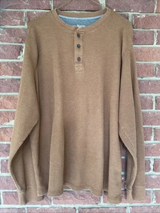 Member's Mark Shirt Size XXL Brown Thermal Waffle Soft Wash Long Sleeve Crew - Picture 1 of 6