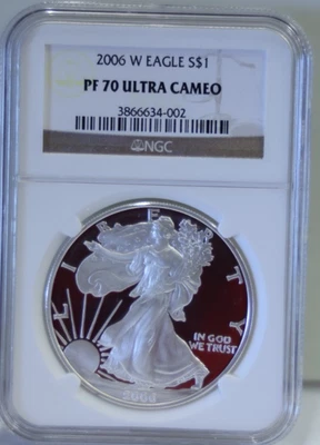 2006 W US Proof Silver Eagle $1  NGC PF70 Ultra Cameo - Image 1 of 2