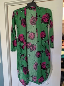 G by Giuliana Duster Topper Open Cardigan - Green Floral - XXS  - Picture 1 of 5