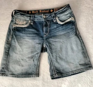 Rock Revival Katell Short Easy Jean Denim Size 29 Women’s Pockets Bling - Picture 1 of 10