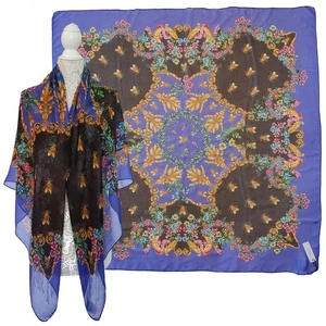 VERSACE COLLECTION SCARF BUMBLE BEE MODAL CASHMERE FOULARD PRINT SQUARE 54" - Picture 1 of 16