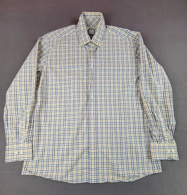 Fredrick Martin Hombre Grande 41-42 Azul/Amarillo Rayas Abotonado Manga Larga Foto 1 de 4