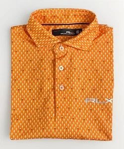 RLX Ralph Lauren Men's Size M Pro Fit Golf Ball & Tee Print Polo Shirt Peach - Picture 1 of 20