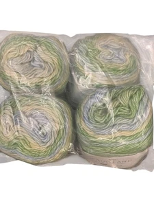Lot of 4 Skeins Yarn Fairyland Gradient Green Yellow Blue Super Soft Cake Balls - Picture 1 of 3