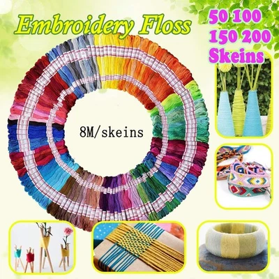 100 Embroidery Thread Cotton Stitch Braiding Skeins Craft Sewing Colour Cross - Image 1 of 4