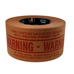 24 Rolls 2.83" x 180' Wolverine "If Seal Is Broken" Printed Kraft Gummed Tape - Picture 1 of 5