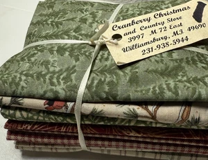 Vintage 6 Cotton Fabric Fat Quarter Collection Cranberry Christmas Moda SSI - Picture 1 of 14