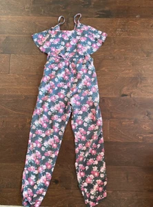Abercrombie kids Girls Jumpsuit Sz S Floral Ruffle - Picture 1 of 4
