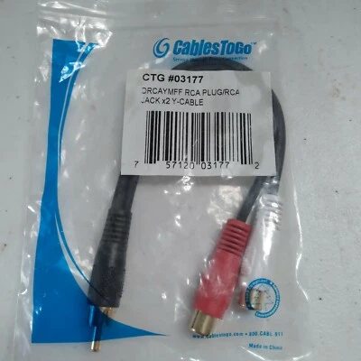 Cables ToGo One RCA Mono Male to Two RCA Stereo Female Y-Cable - Image 1 of 3